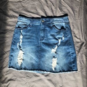 Ripped denim skirt